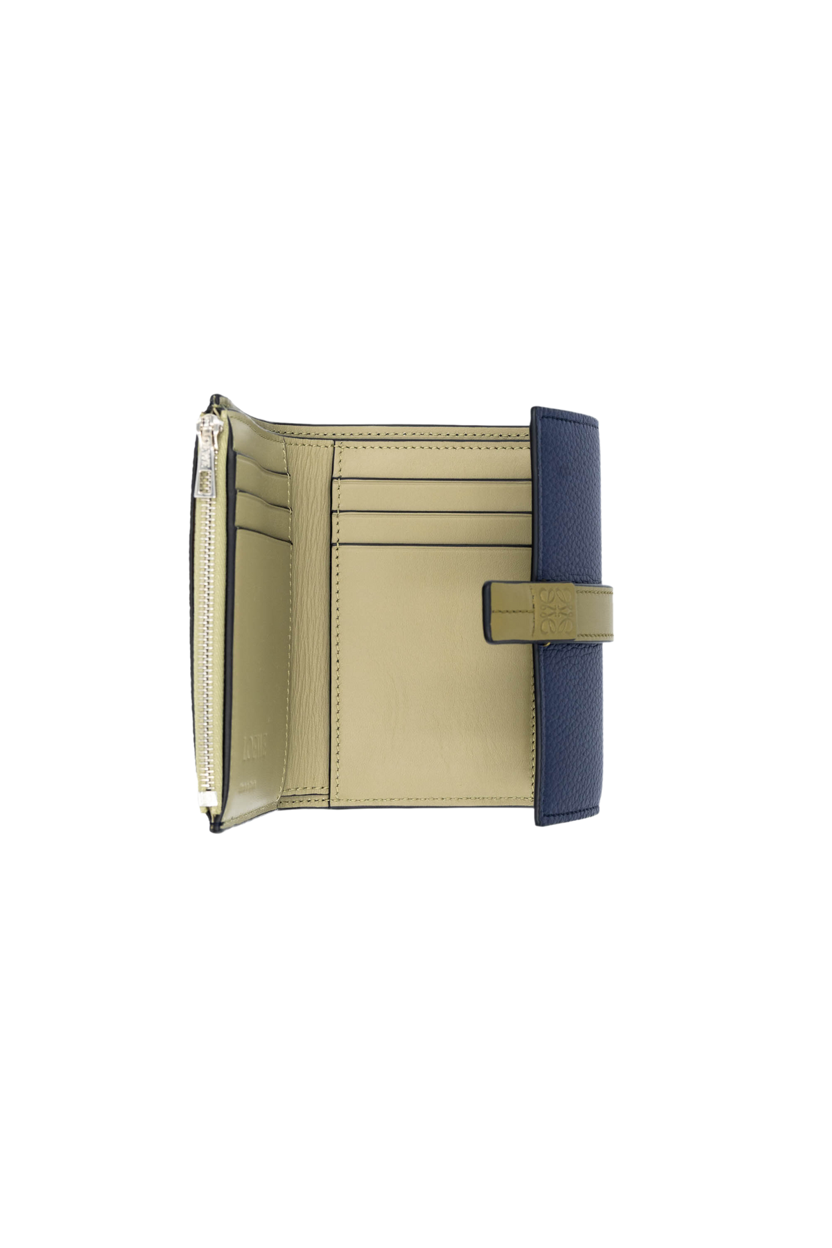 Loewe Taupe and Olive Bi-Color Compact Wallet