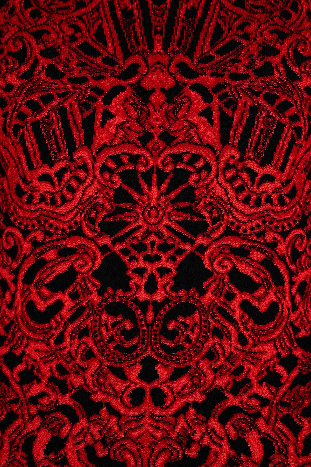 Alexander McQueen Red and Black Gothic Pattern Fit and Flare Dress Size Small