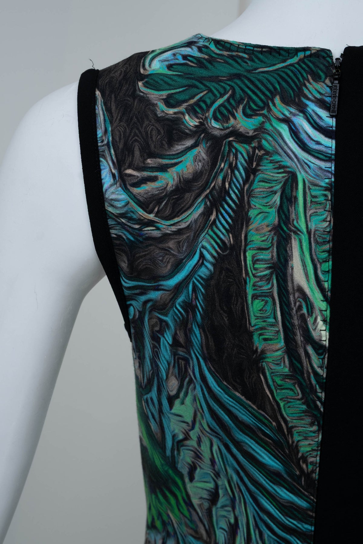 Roberto Cavalli Blue and Green Floral Print Sleeveless Dress