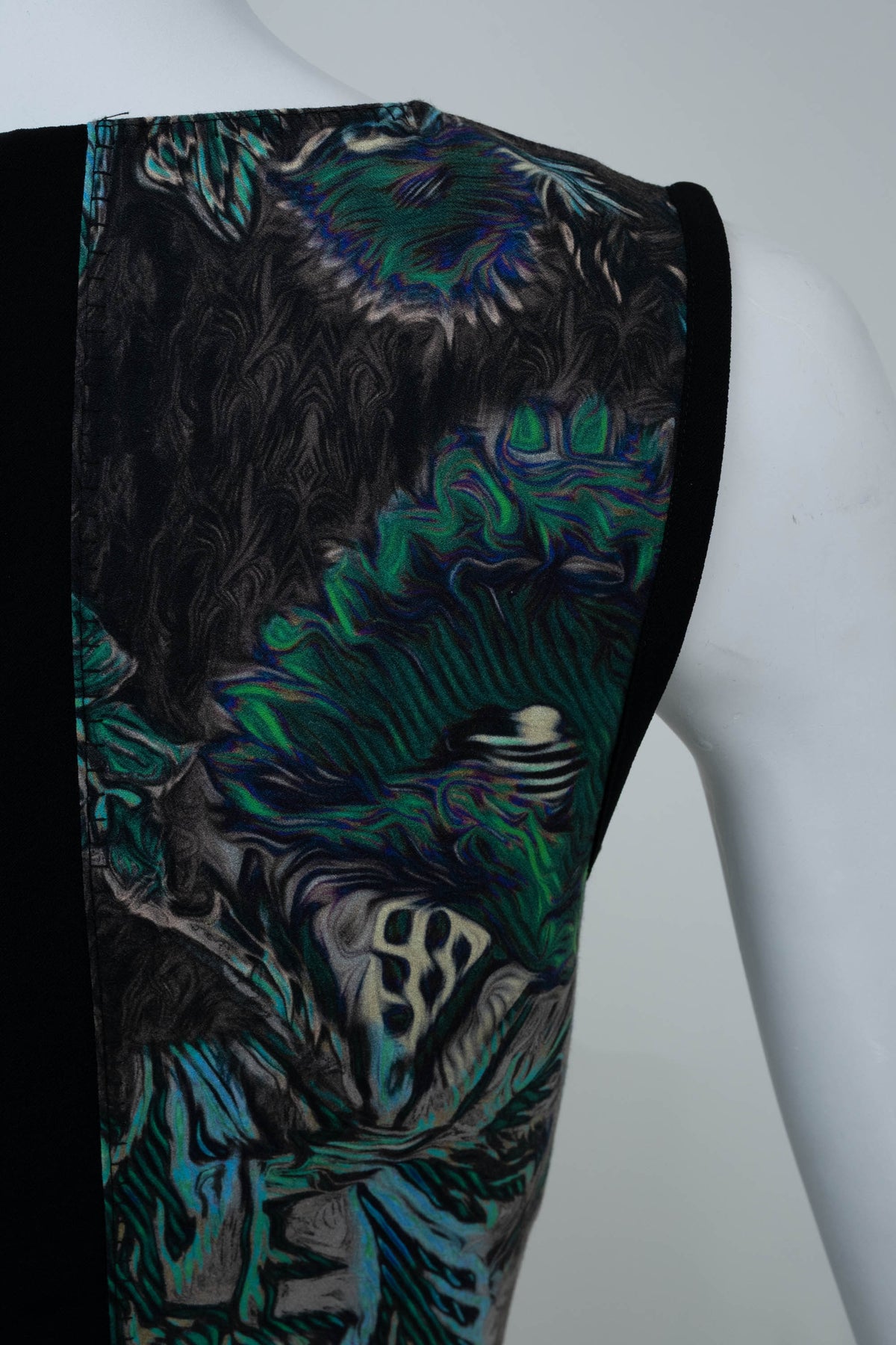 Roberto Cavalli Blue and Green Floral Print Sleeveless Dress