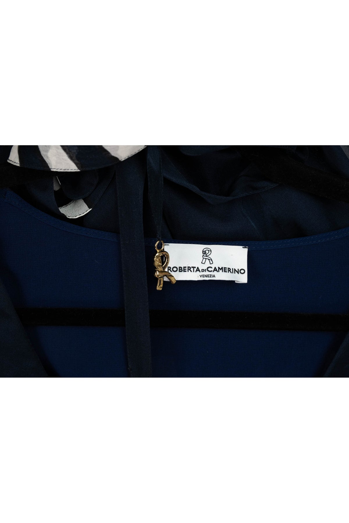 Roberta di Camerino Navy Tromp L&#39;oeil Ribbon 3/4 Sleeveless Maxi Dress 1970s Size M