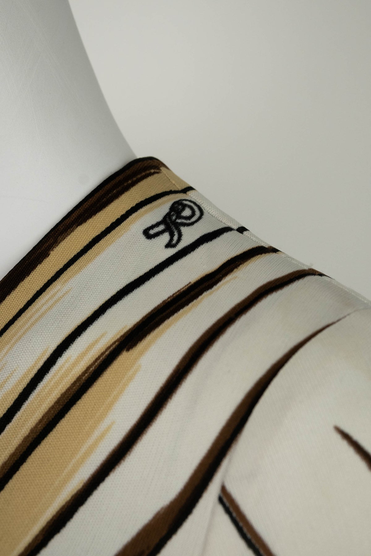 Roberta di Camerino Cream Brown Tromp L&#39;oeil Maxi Dress 1970s Size 42/6