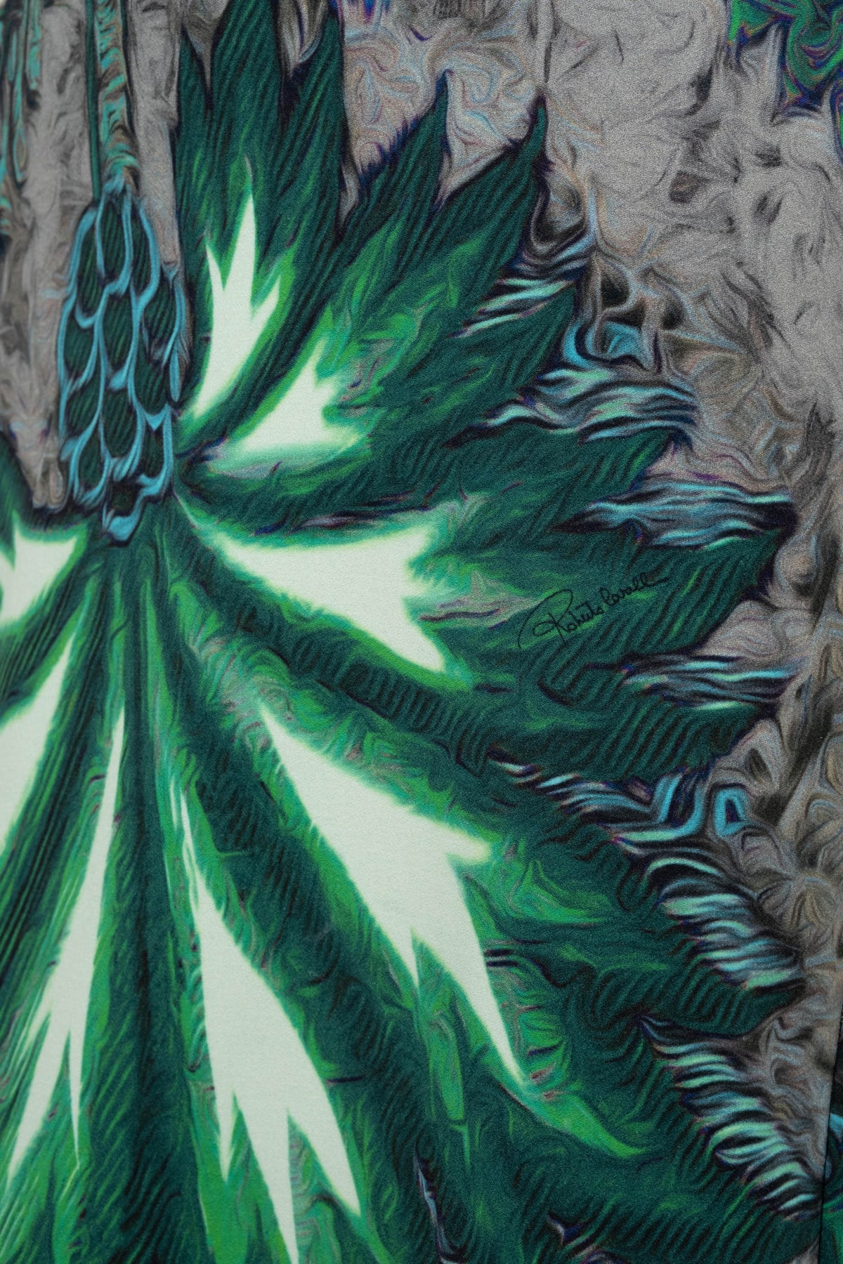 Roberto Cavalli Blue and Green Floral Print Sleeveless Dress