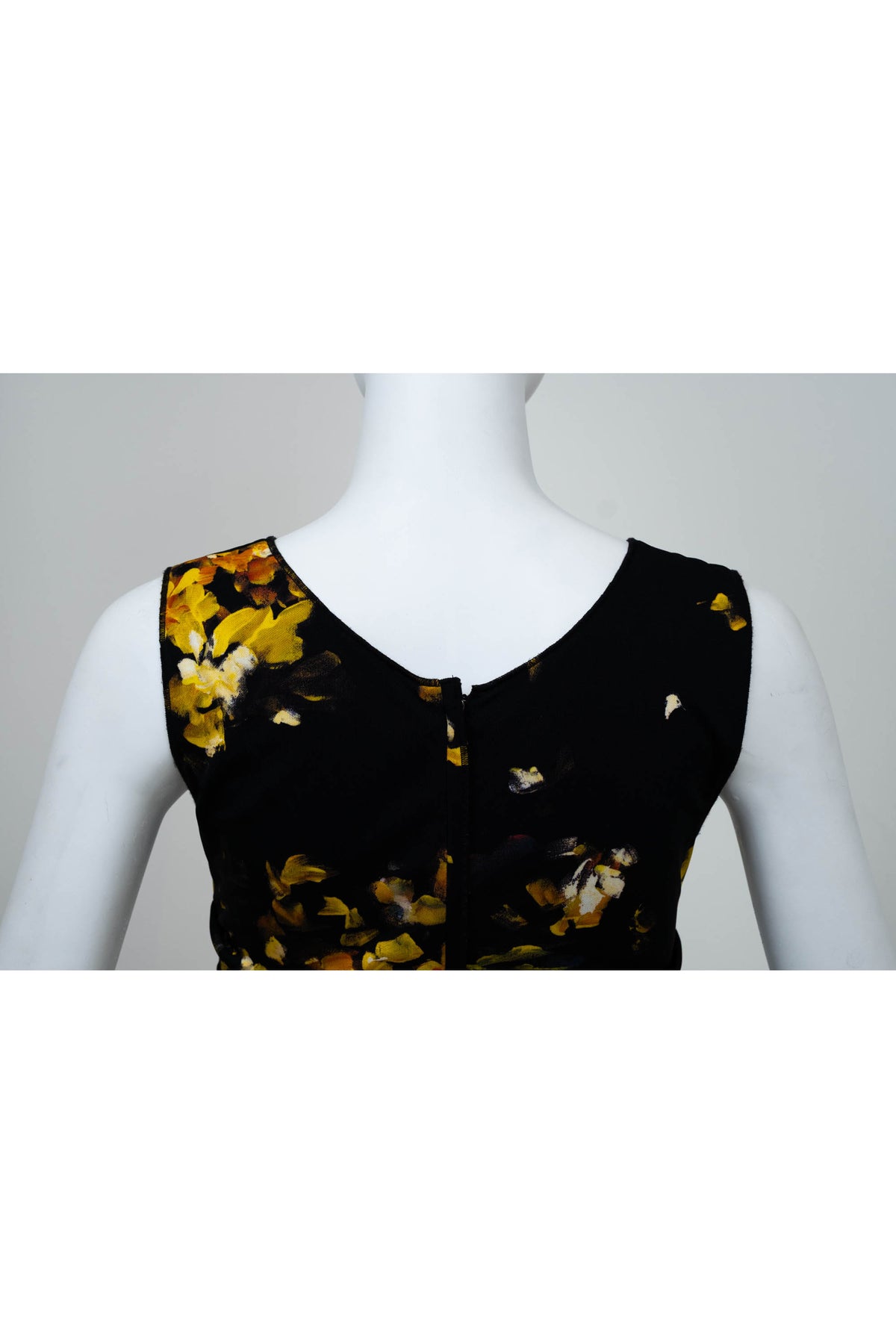 Dolce & Gabbana Black and Yellow Painted Floral Print Ruched Dress Size 38