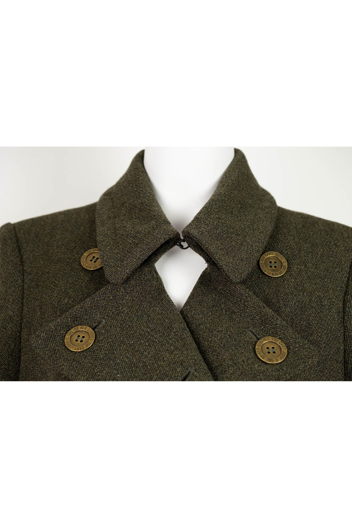 Moschino Olive Green Belted Back Wool Proper Coat Size 8