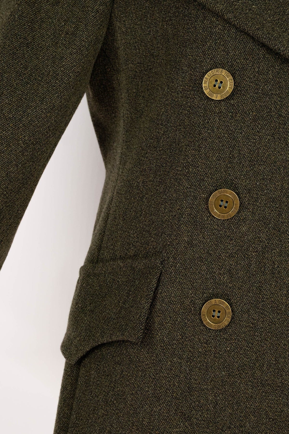 Moschino Olive Green Belted Back Wool Proper Coat Size 8