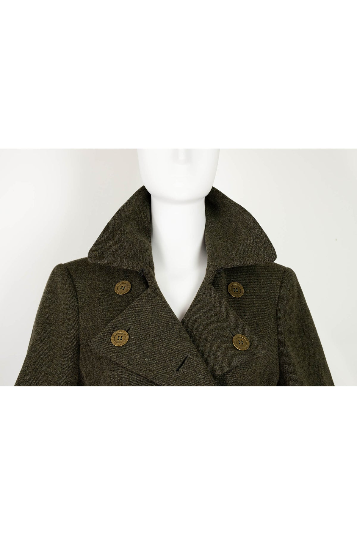 Moschino Olive Green Belted Back Wool Proper Coat Size 8