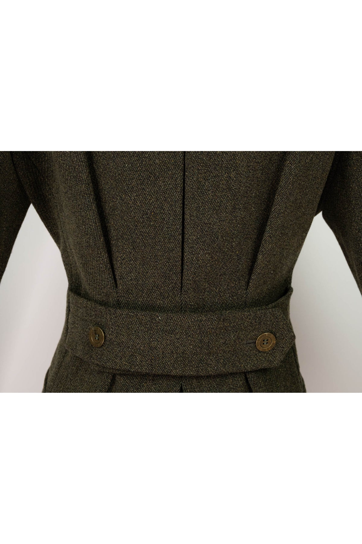 Moschino Olive Green Belted Back Wool Proper Coat Size 8