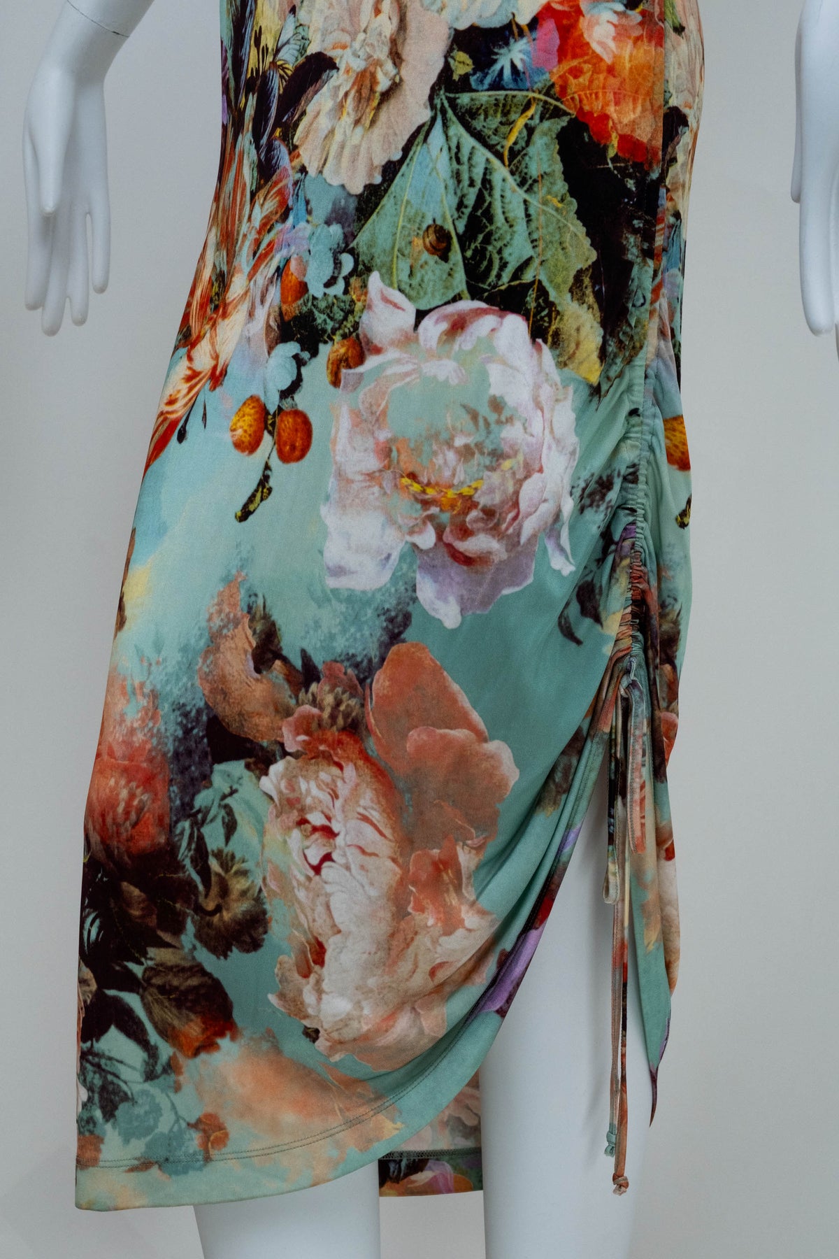 Jean Paul Gaultier Light Blue and Orange Print Knit Dress Size M