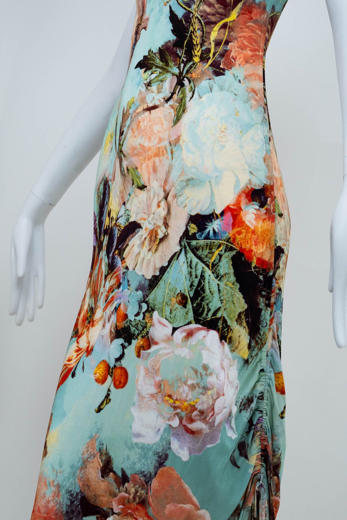 Jean Paul Gaultier Light Blue and Orange Print Knit Dress Size M