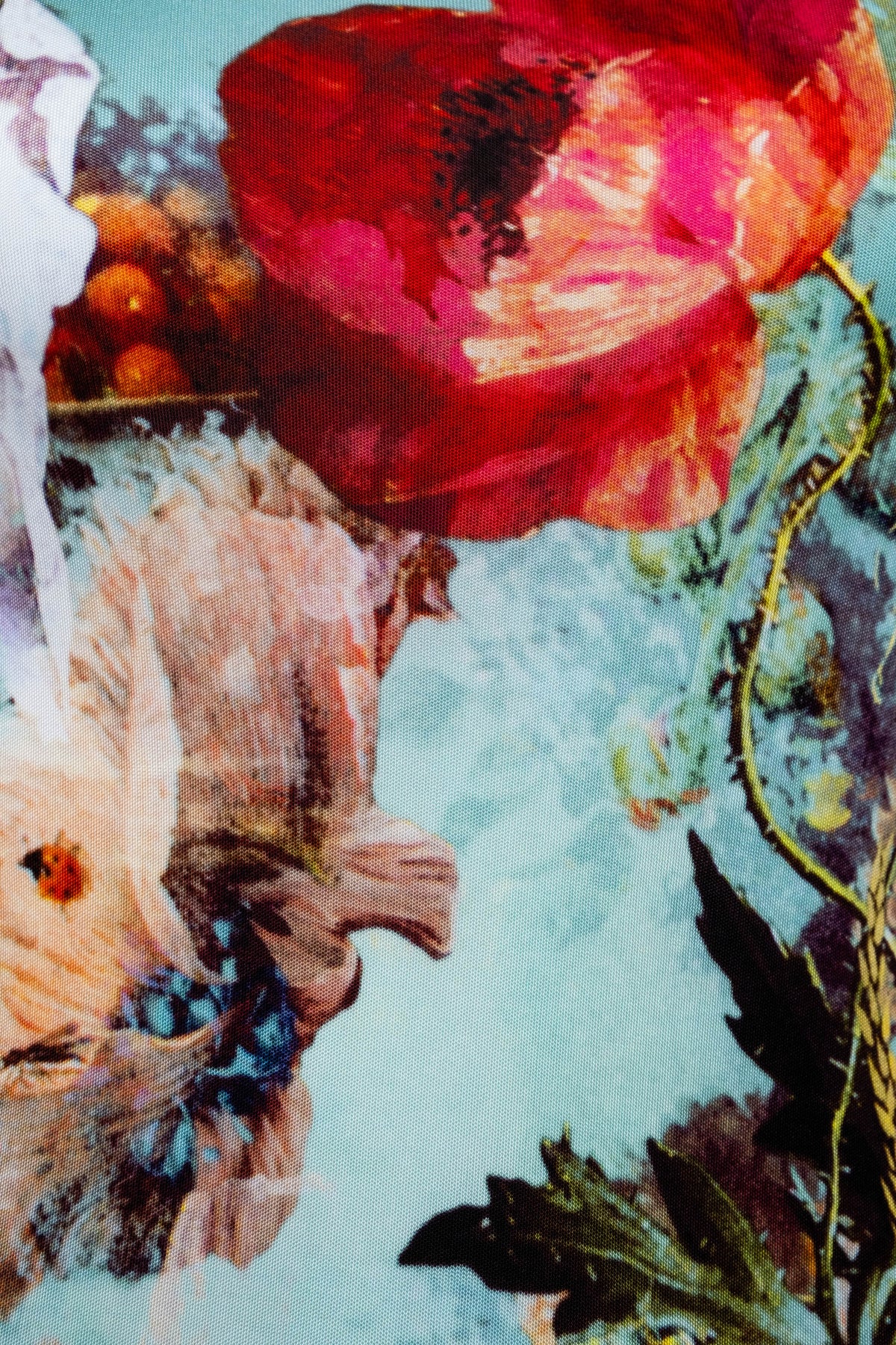 Jean Paul Gaultier Light Blue and Orange Print Knit Dress Size M