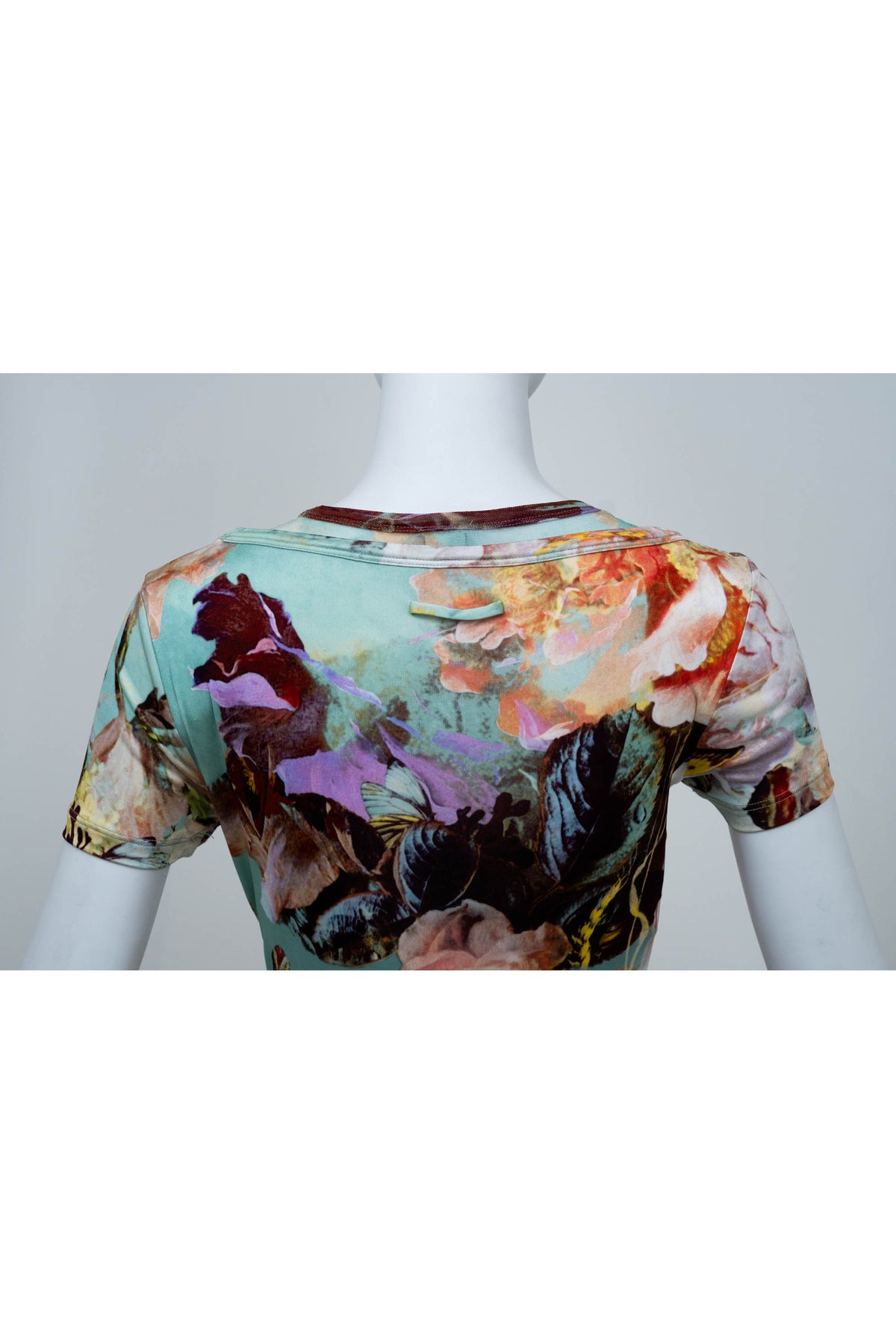 Jean Paul Gaultier Light Blue and Orange Print Knit Dress Size M