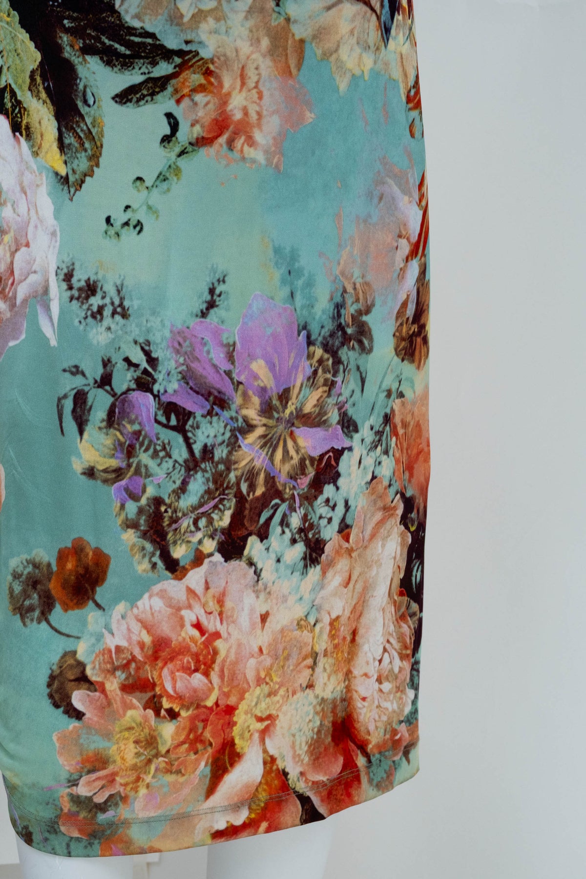 Jean Paul Gaultier Light Blue and Orange Print Knit Dress Size M