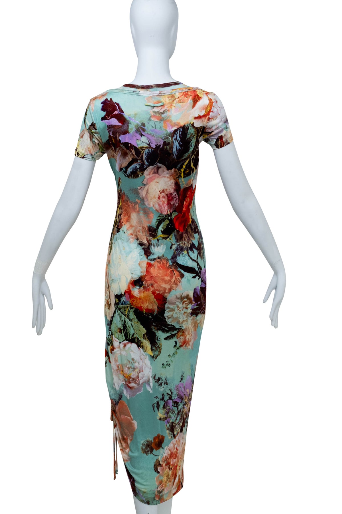 Jean Paul Gaultier Light Blue and Orange Print Knit Dress Size M