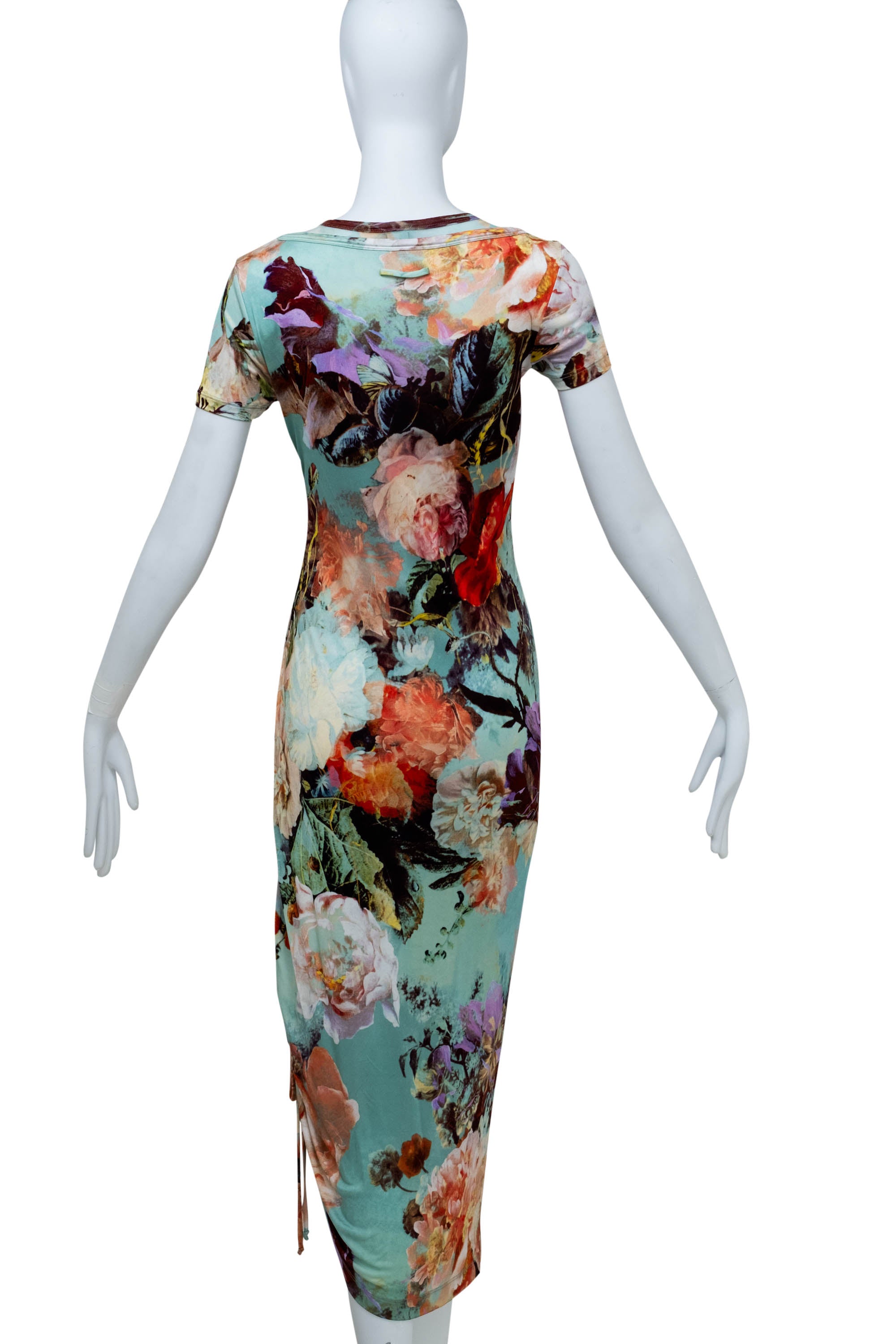 jean paul gaultier multicolor the body flower midi dress Jean Paul Gaultier Printed Body Flowers Long Sleeve Dress in Blue & Yellow