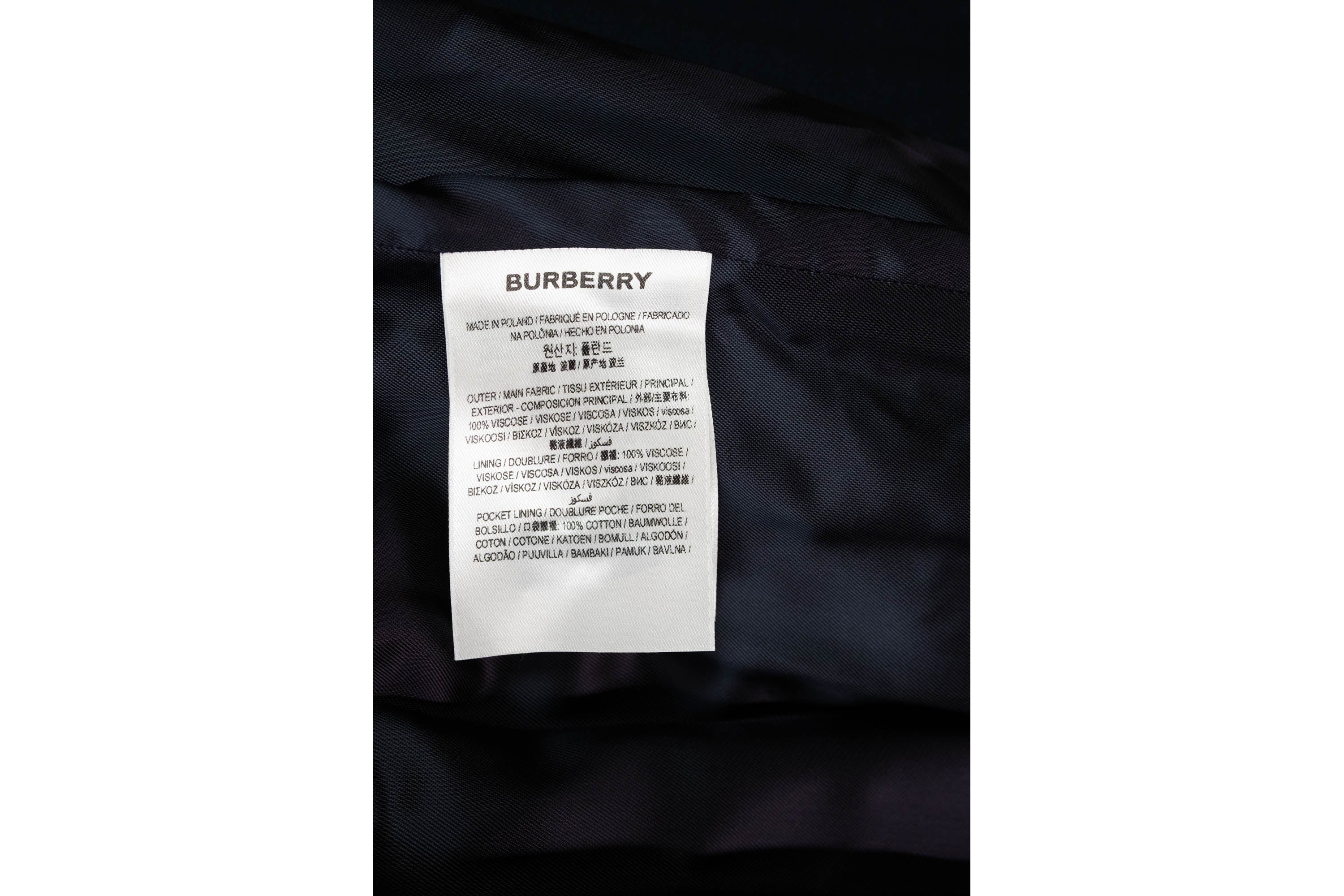 Burberry London Navy Gabradine Gold Cufflink Buttons Coat Size 42