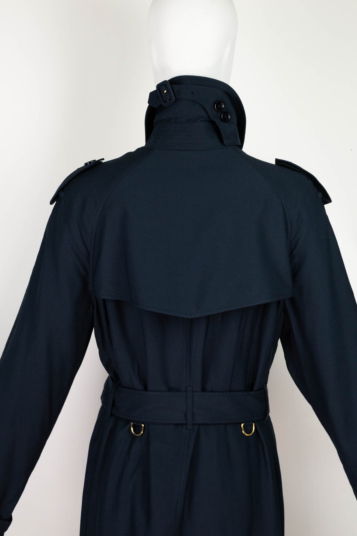 Burberry London Navy Gabradine Gold Cufflink Buttons Coat Size 42