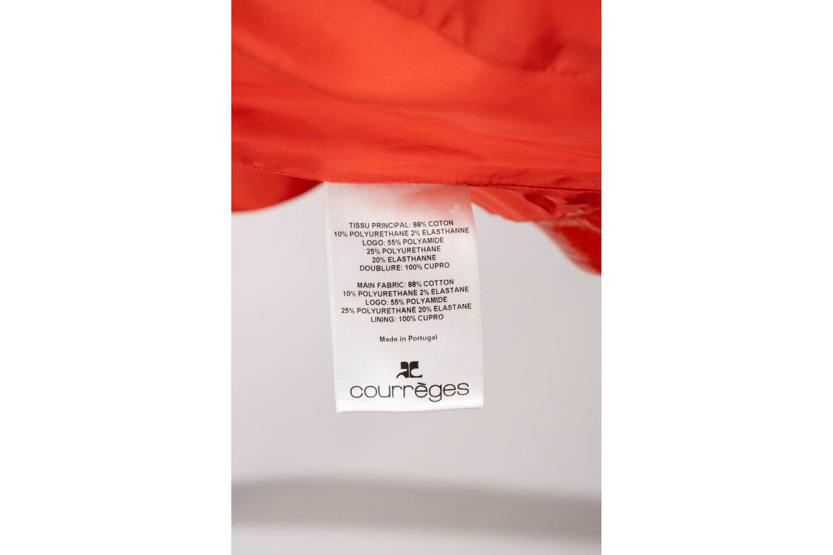 Courreges Tomato Red AC Logo Vinyl Jacket Size 38/6
