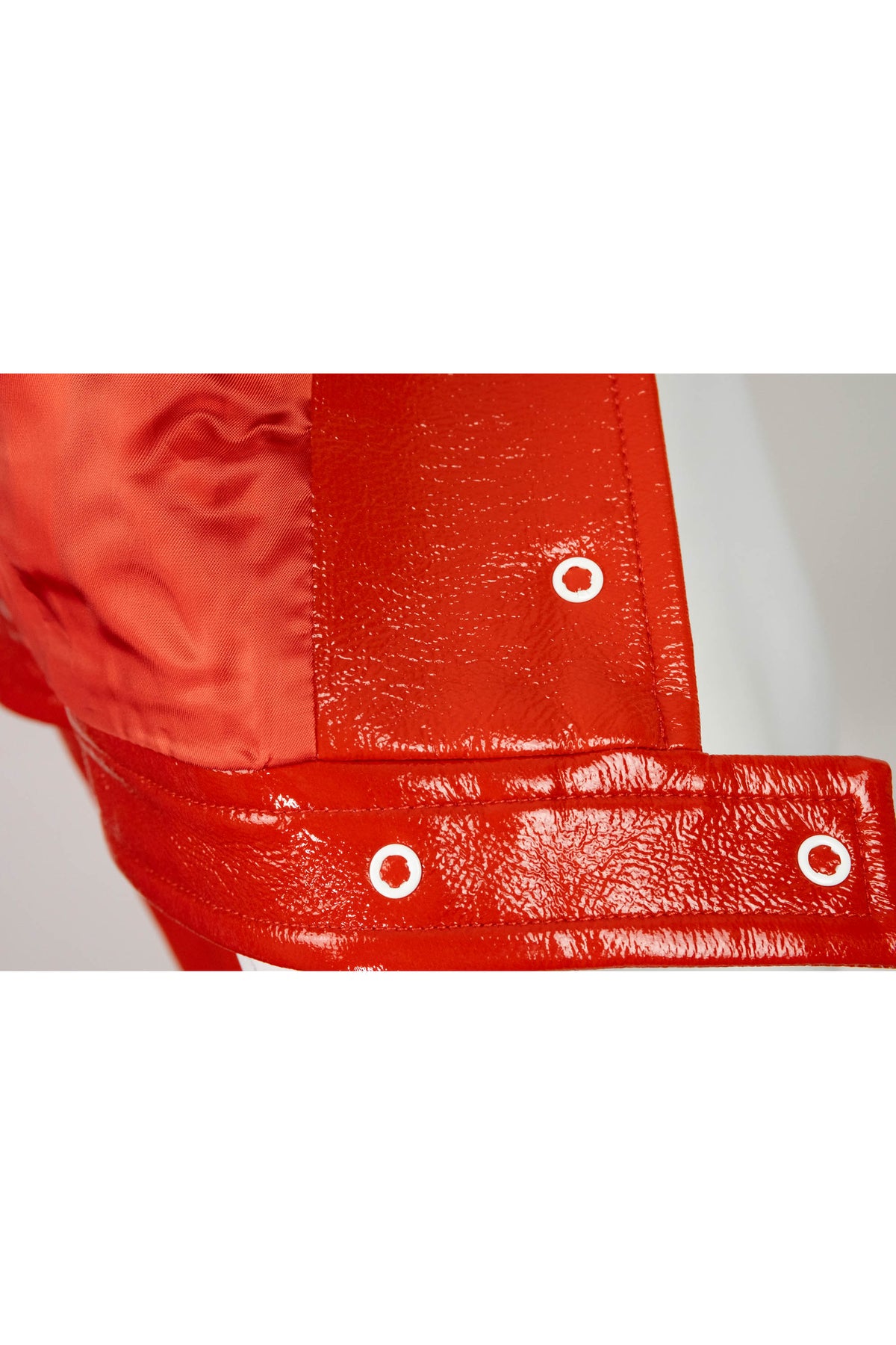 Courreges Tomato Red AC Logo Vinyl Jacket Size 38/6