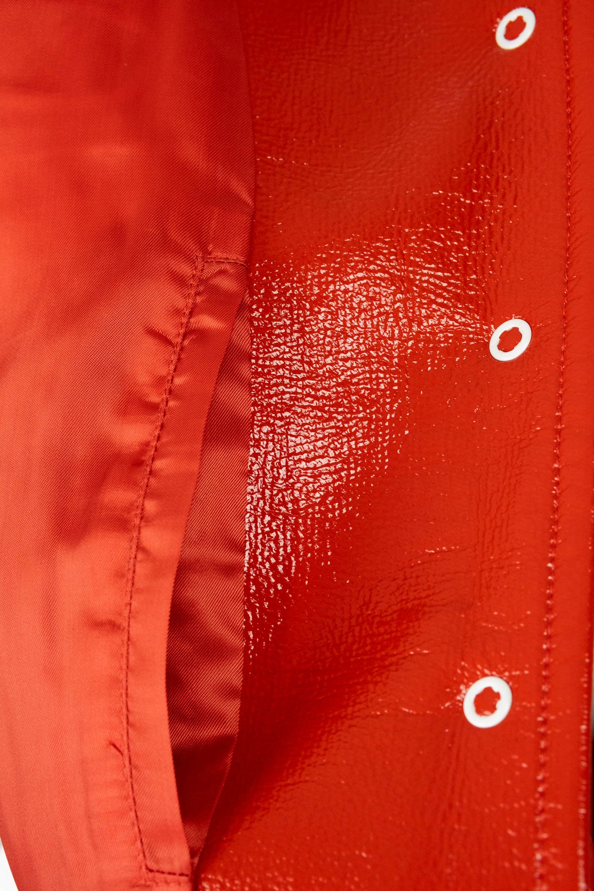 Courreges Tomato Red AC Logo Vinyl Jacket Size 38/6