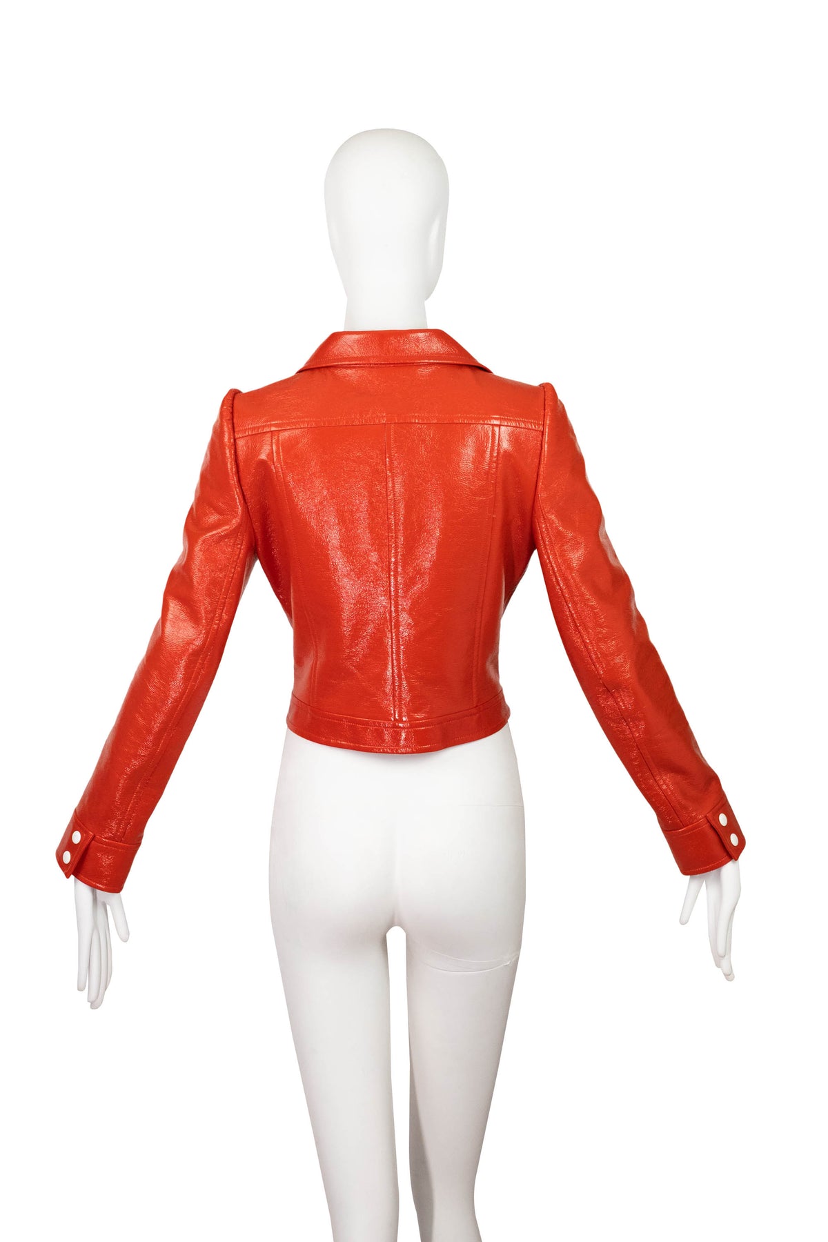 Courreges Tomato Red AC Logo Vinyl Jacket Size 38/6