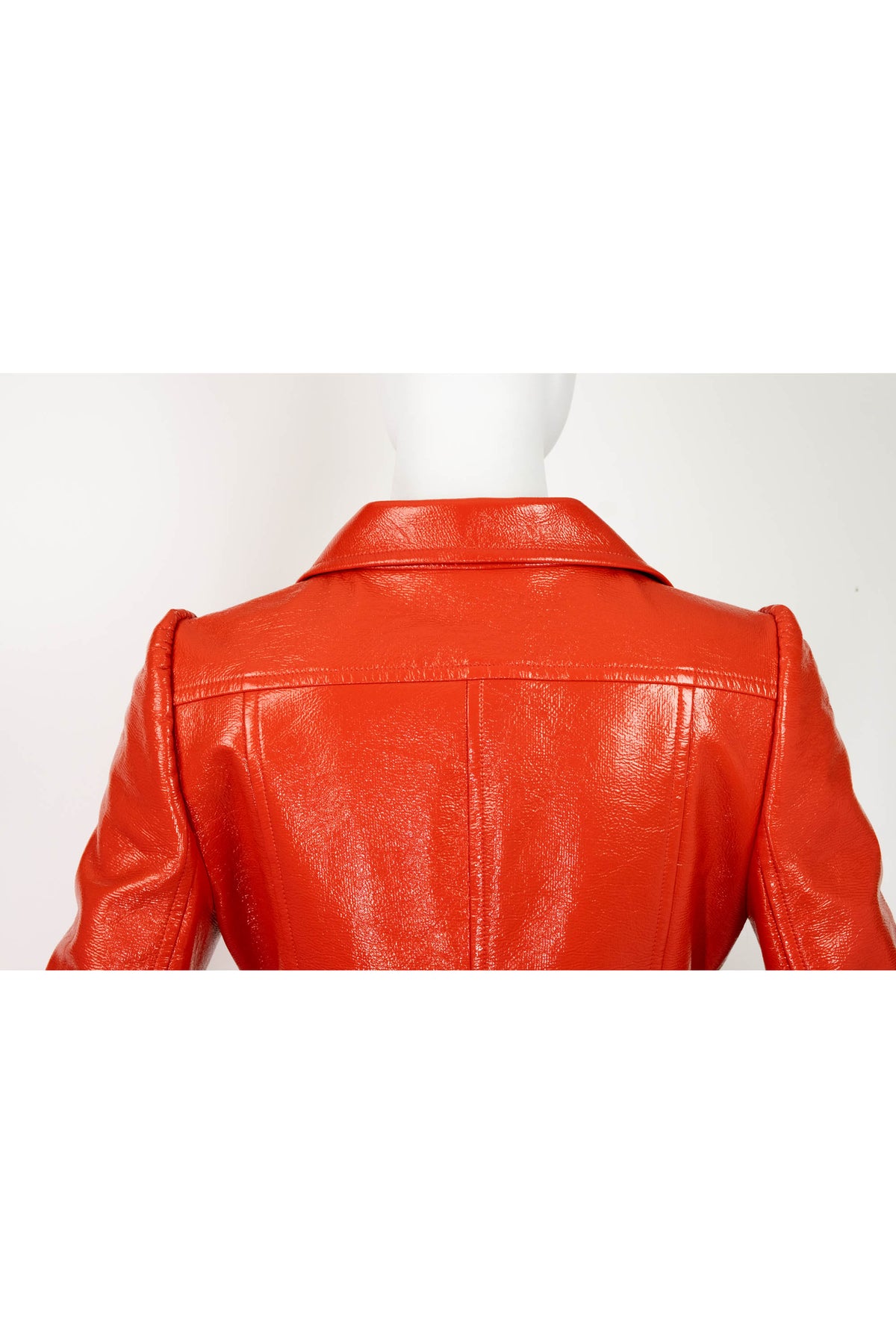 Courreges Tomato Red AC Logo Vinyl Jacket Size 38/6