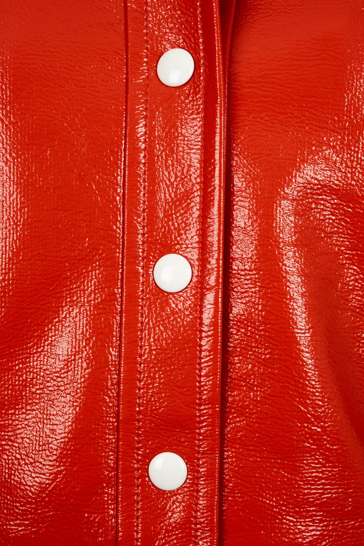 Courreges Tomato Red AC Logo Vinyl Jacket Size 38/6