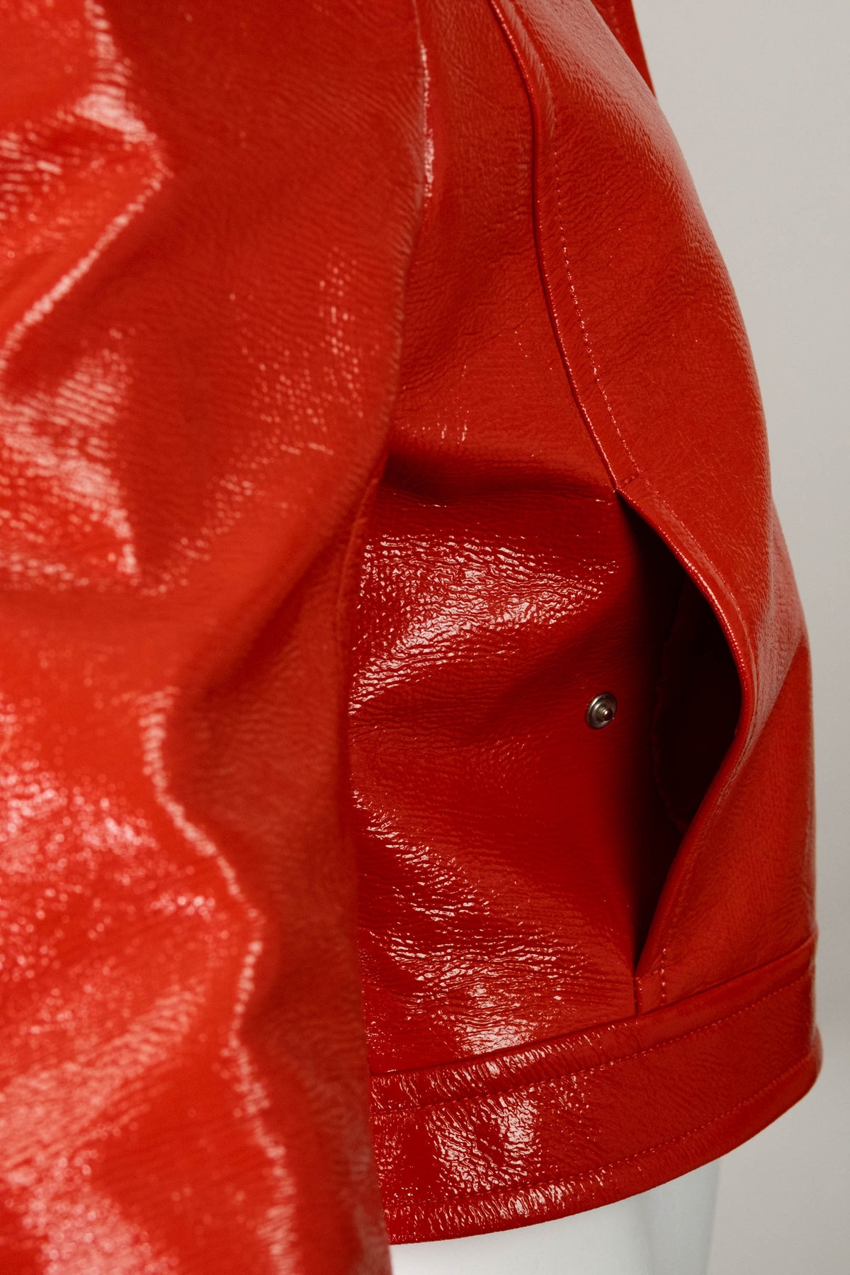 Courreges Tomato Red AC Logo Vinyl Jacket Size 38/6