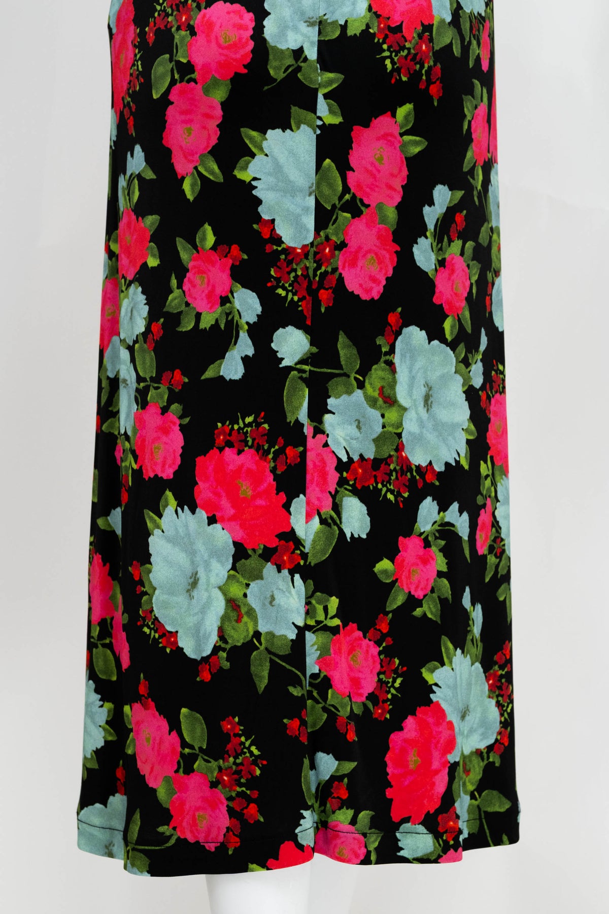 Erdem Black and Aqua Floral Print Long Sleeve Midi Dress Size 40/4