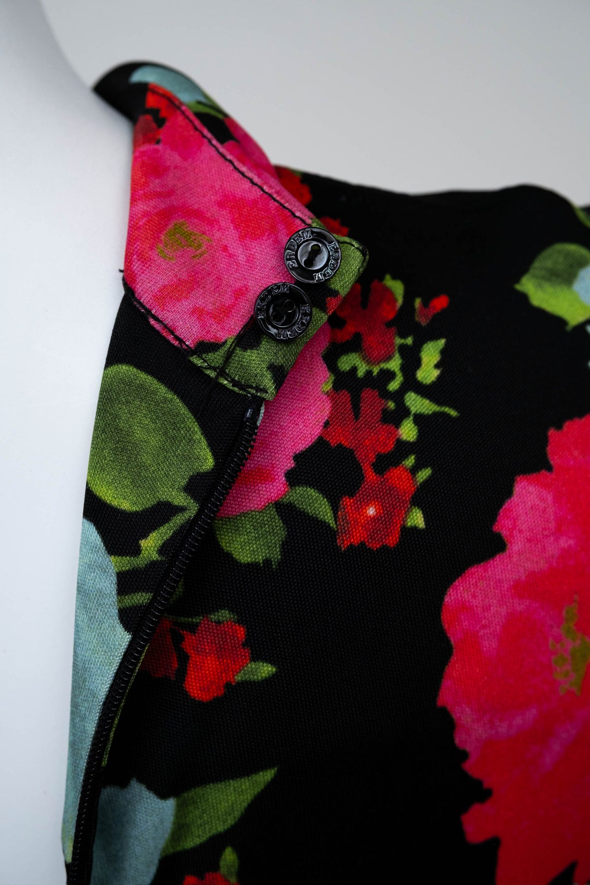 Erdem Black and Aqua Floral Print Long Sleeve Midi Dress Size 40/4