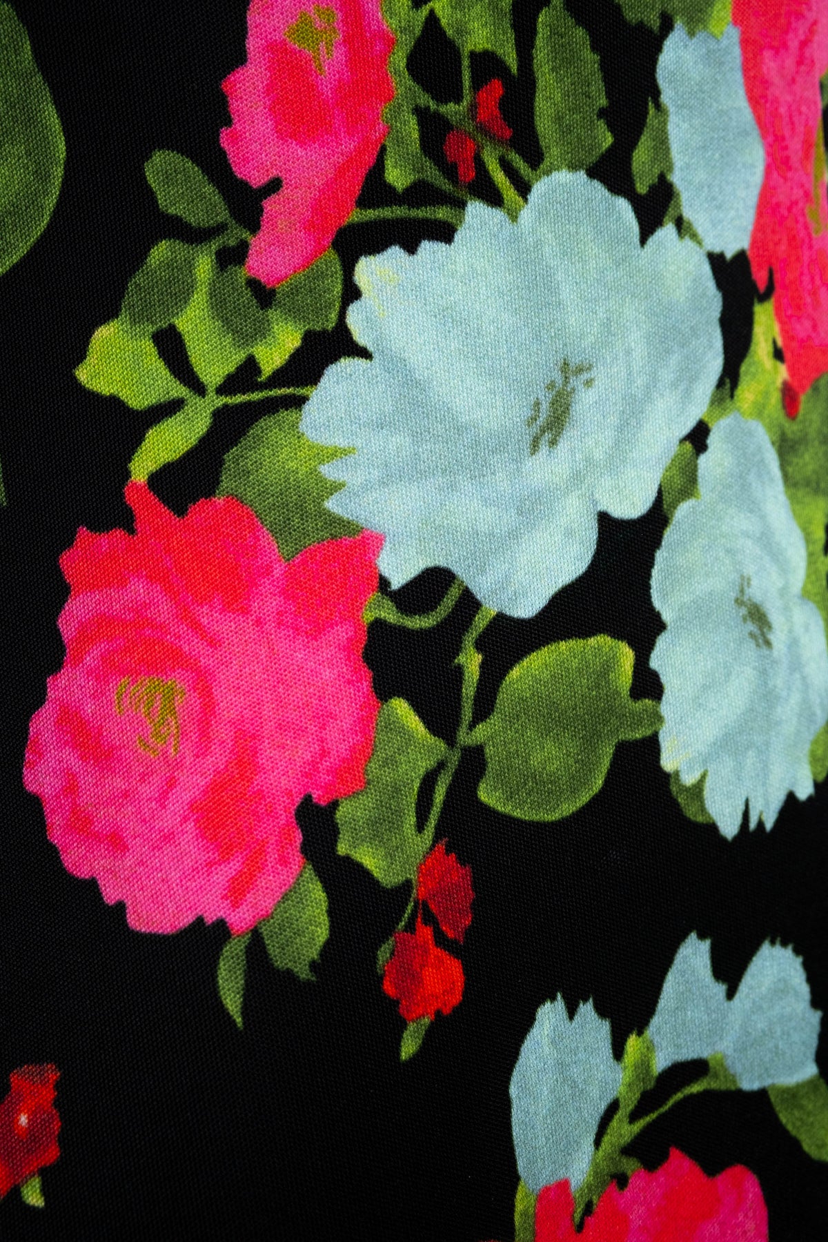 Erdem Black and Aqua Floral Print Long Sleeve Midi Dress Size 40/4