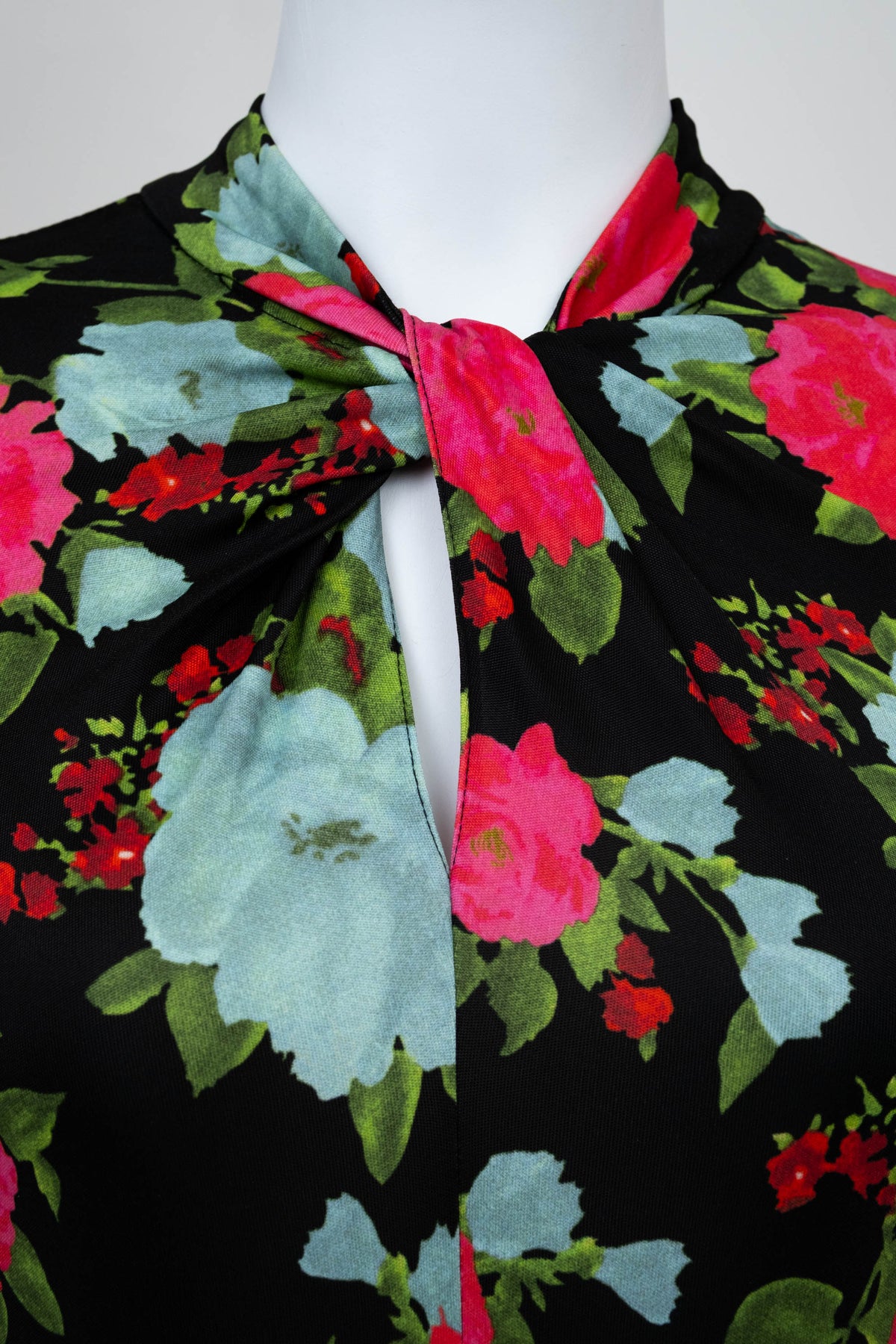 Erdem Black and Aqua Floral Print Long Sleeve Midi Dress Size 40/4