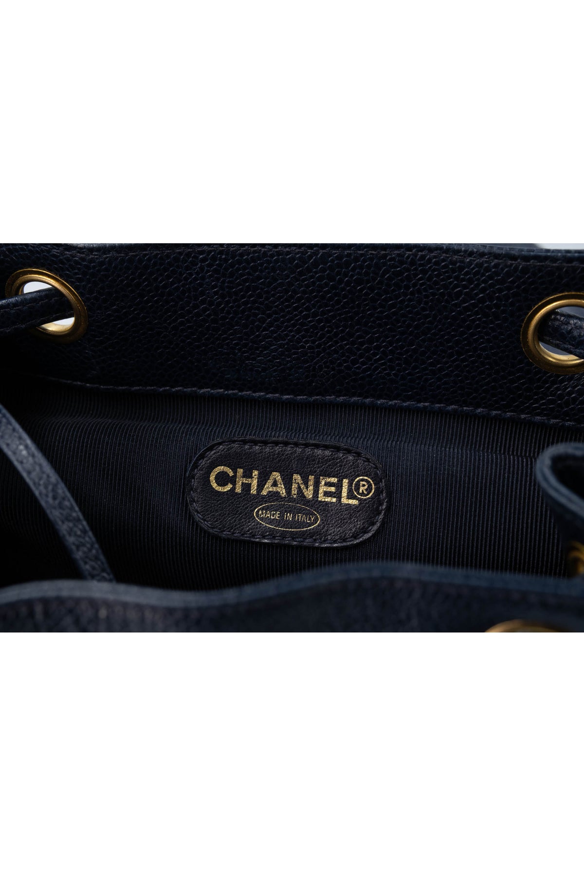 Chanel Vintage Navy Caviar Leather Backpack 24k Gold Hardware 1994-96