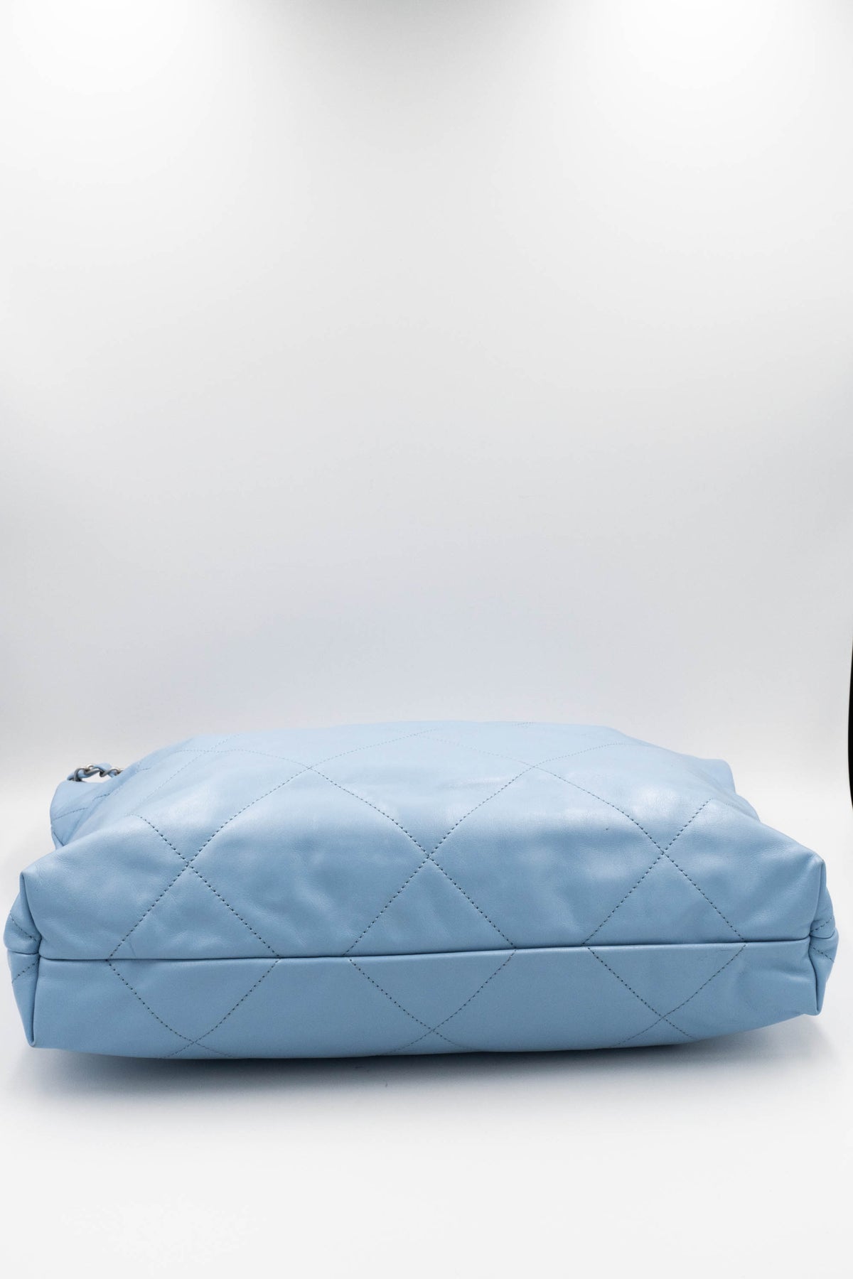 Chanel Sky Blue Quilted 22 Hobo Tote Purse