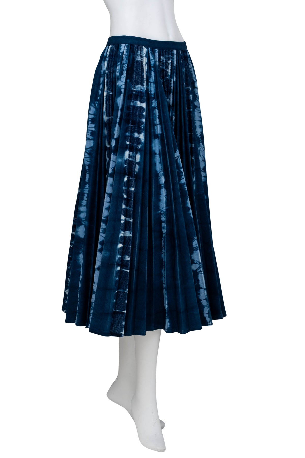 Christian Dior Blue Denim Pleated Dip Dye Skirt Size 4