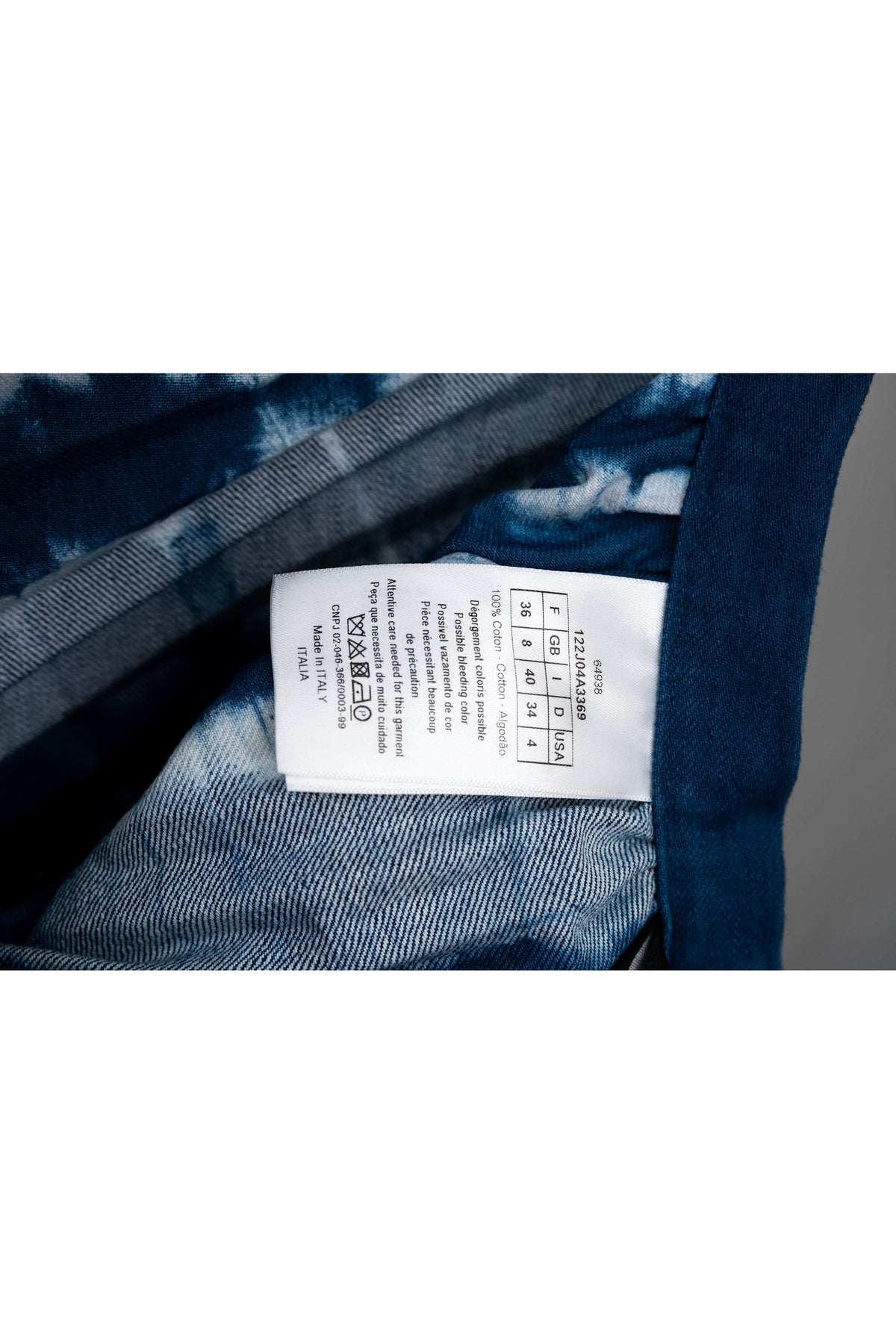 Christian Dior Blue Denim Pleated Dip Dye Skirt Size 4
