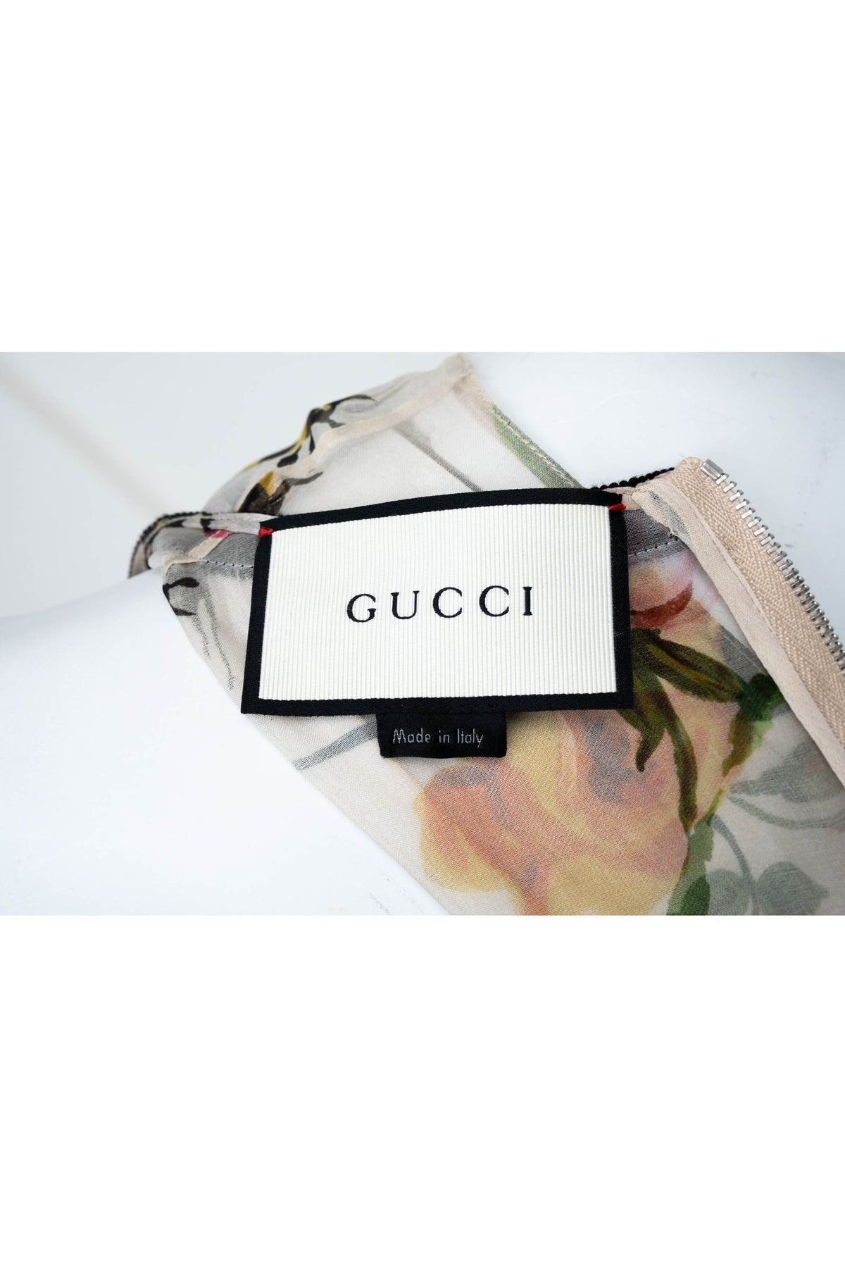 Gucci Cream Chiffon Floral Print Pleated Skirt Maxi Dress 2016 Size 42/6