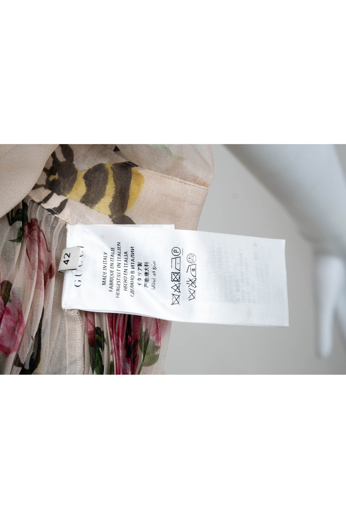 Gucci Cream Chiffon Floral Print Pleated Skirt Maxi Dress 2016 Size 42/6