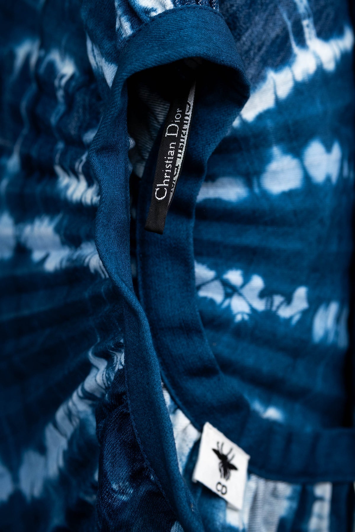 Christian Dior Blue Denim Pleated Dip Dye Skirt Size 4