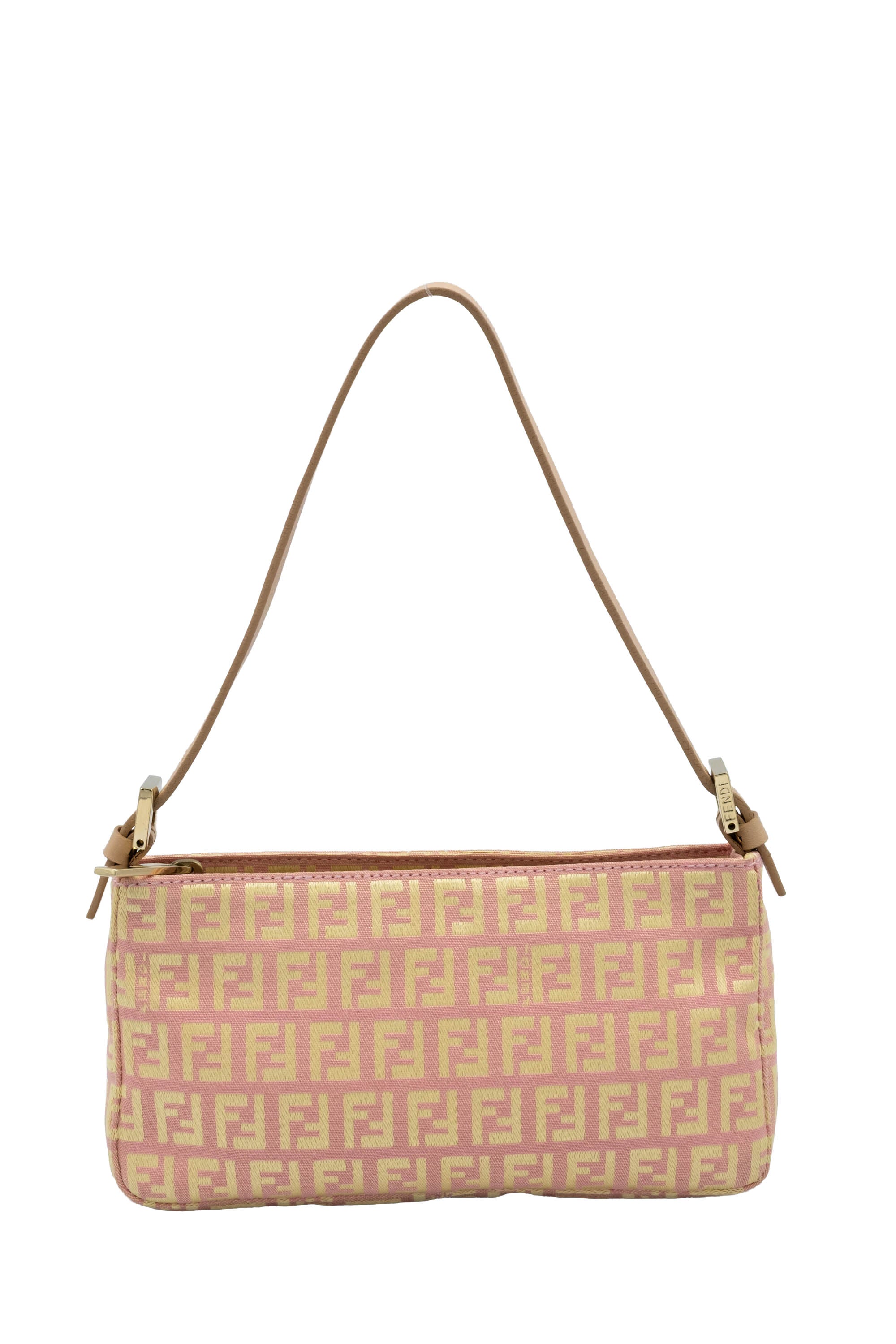 Fendi Mini Pochette Pink and Yellow Zucca Patten - Foxy Couture Carmel