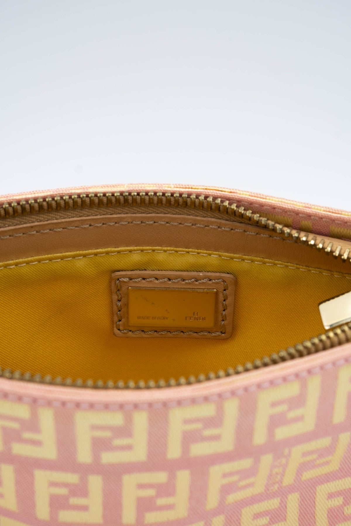 Fendi Mini Pochette Pink and Yellow Zucca Patten