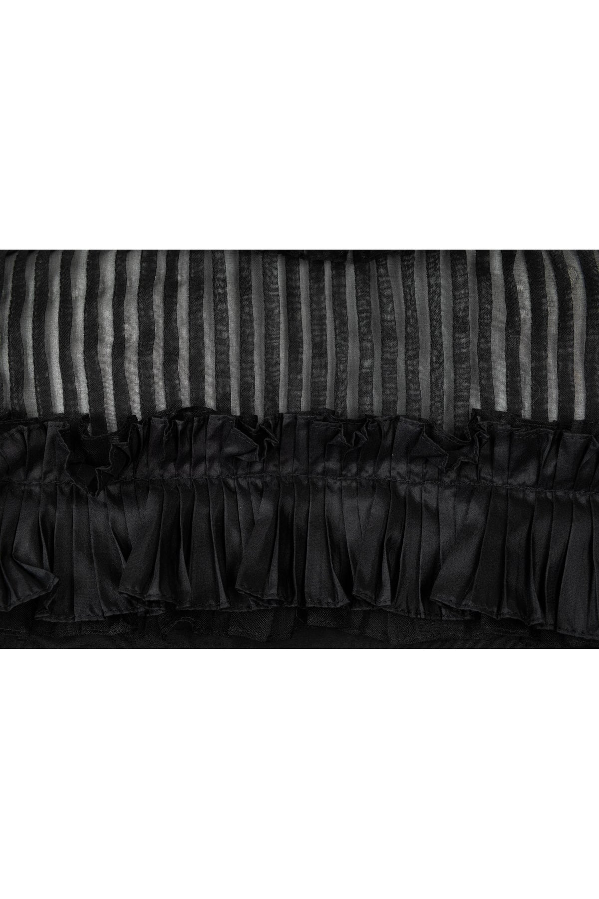 Oscar de la Renta Black High Ruffle Neck Long Sleeve Blouse