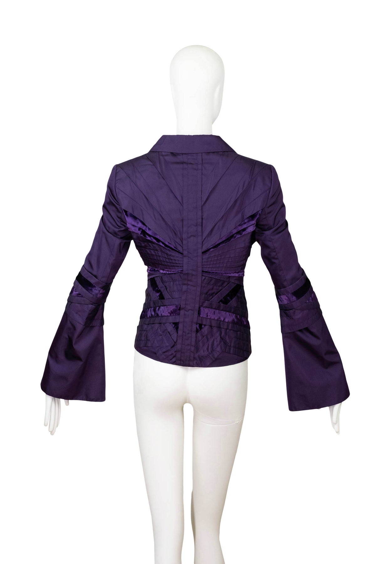 Gucci by Tom Ford Purple Silk Blouse WIth Velvet Trim 2000’s