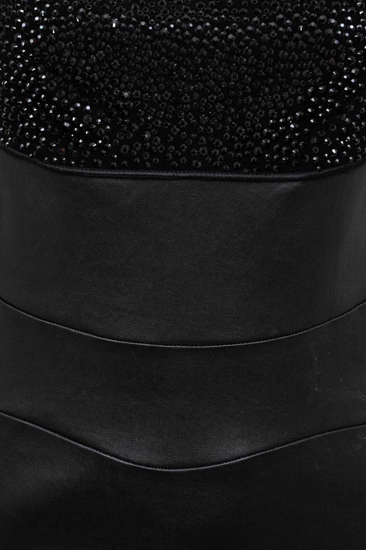 Jitrois Black Leather Dress with Crystal Embellishments Short Sleeve Size 40