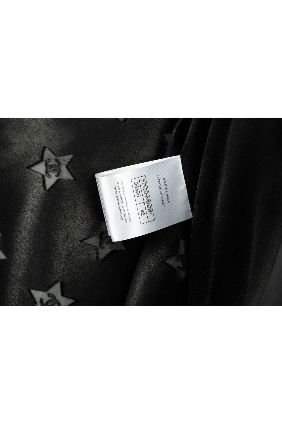 Chanel Black Silver CC in Star Maxi Quilted Coat Marseille 2024 Look 69 Size 42