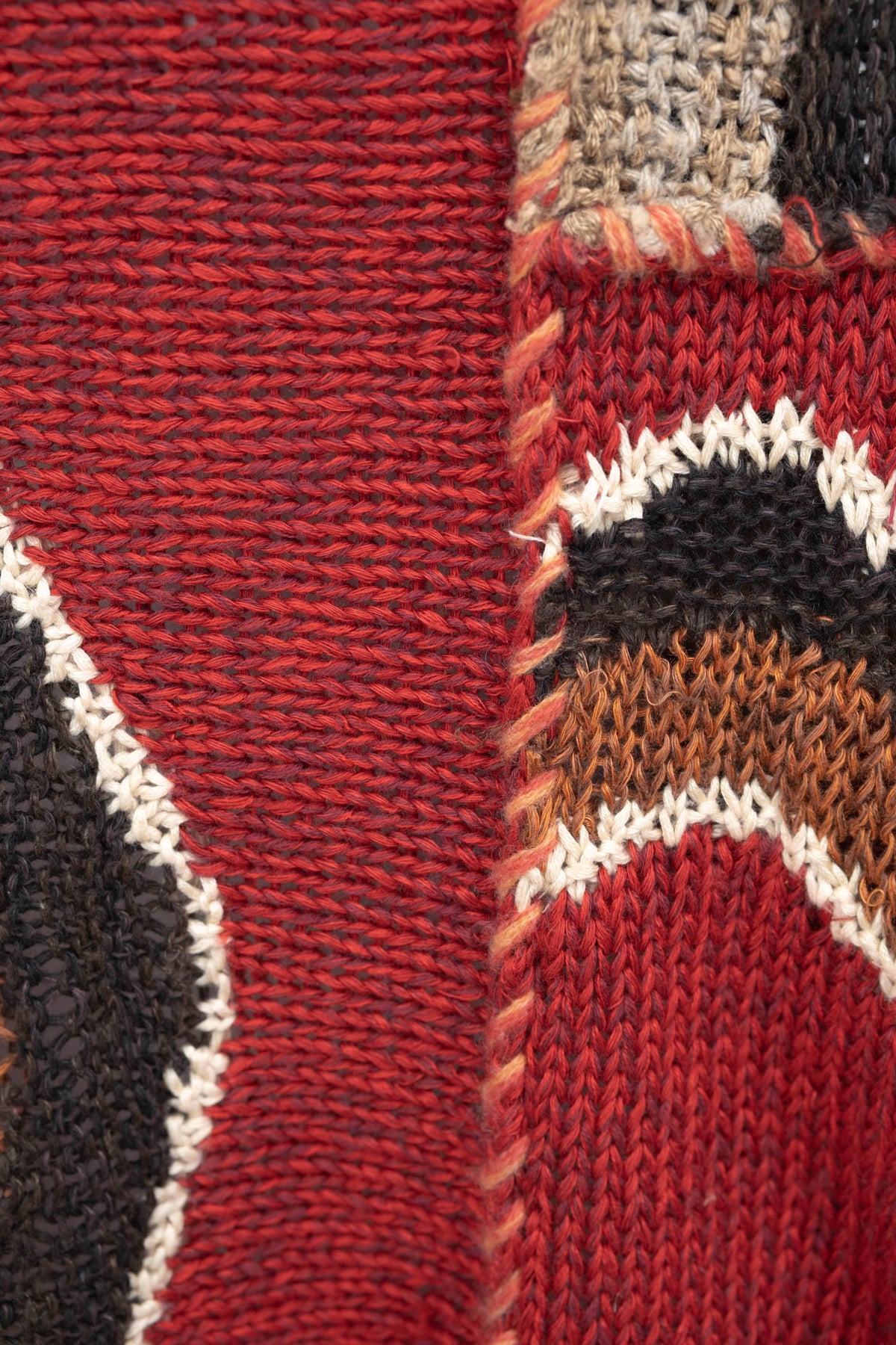 Ralph Lauren Maroon Multi Color Fringe Hand Knit Cardigan Sweater Size L