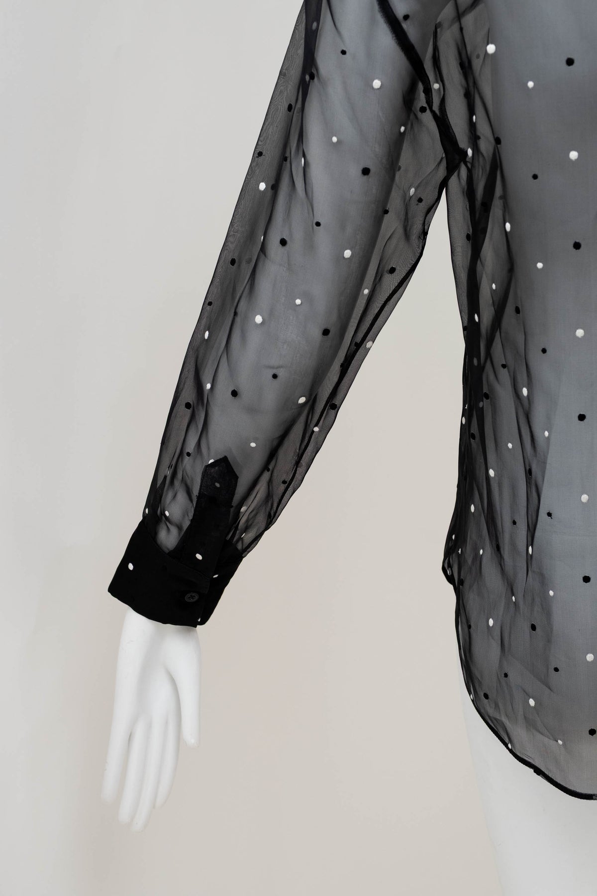 Dior Black with White Polka Dot Organza Shirt Cami Size 4