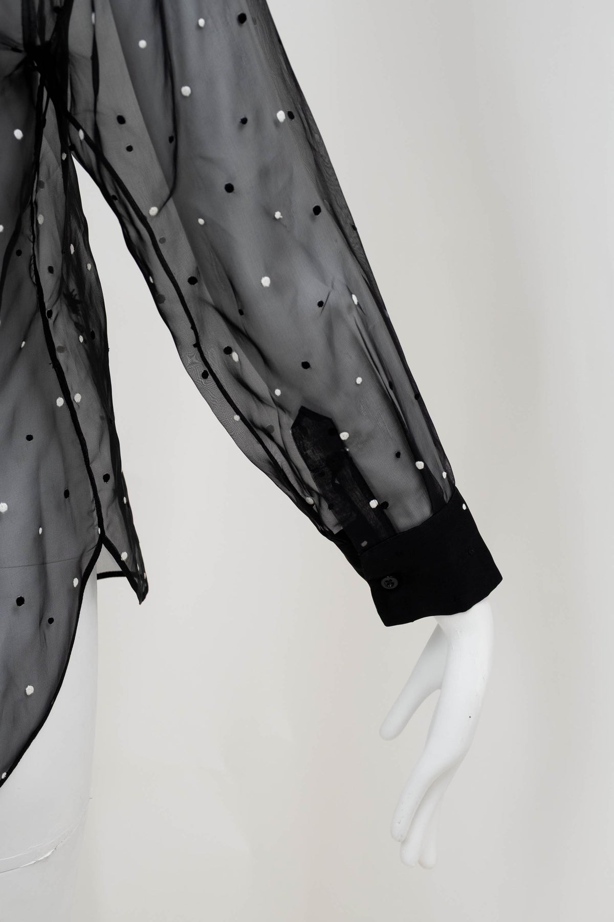Dior Black with White Polka Dot Organza Shirt Cami Size 4
