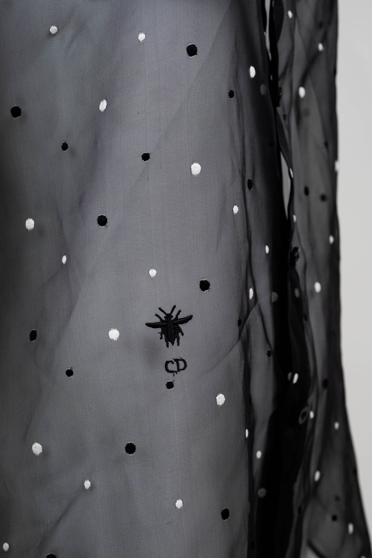 Dior Black with White Polka Dot Organza Shirt Cami Size 4