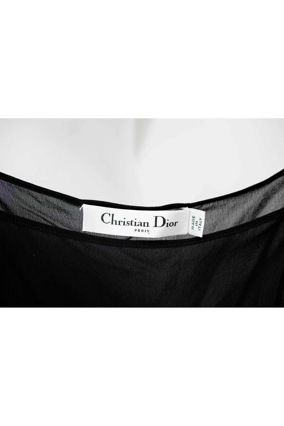 Dior Black with White Polka Dot Organza Shirt Cami Size 4